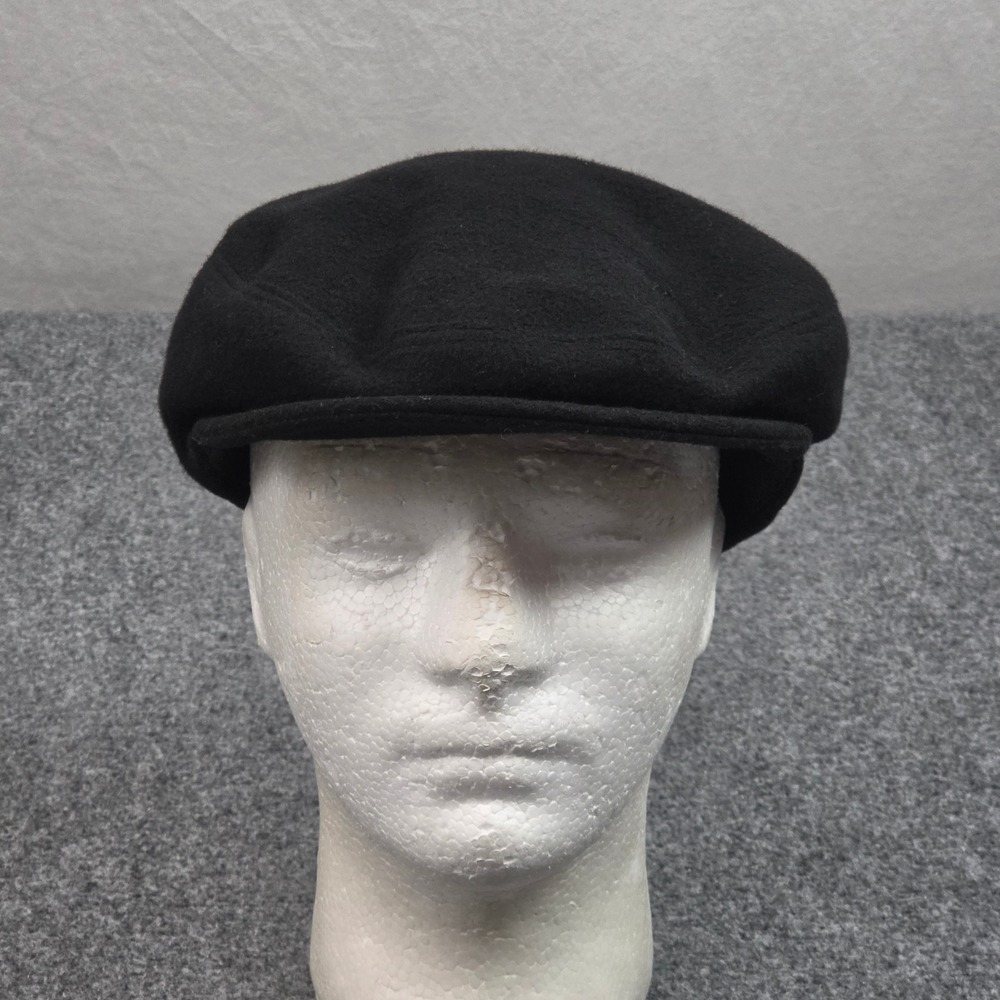 Italian Newsboy Hat 100% Cashmere Mens 7 3/8 Black Flat Cap Driver Hat Old Money